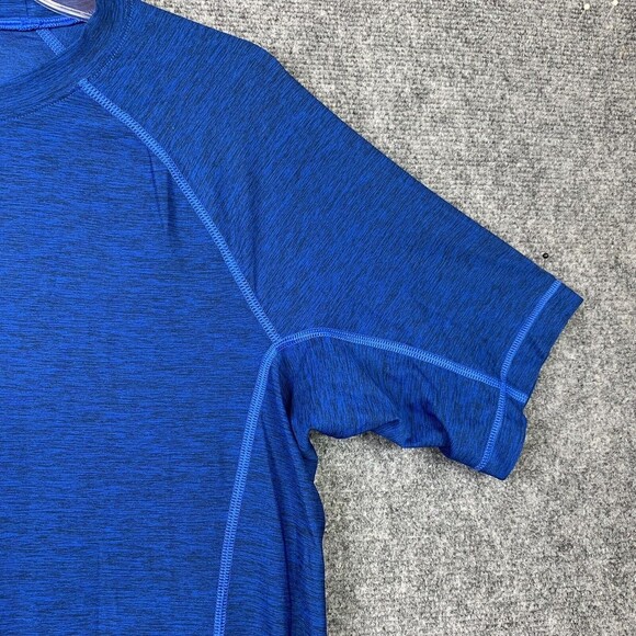 Lands End Short Sleeve Knit Top Tee Men Small Blue Space Dye Fitted - Picture 6 of 9